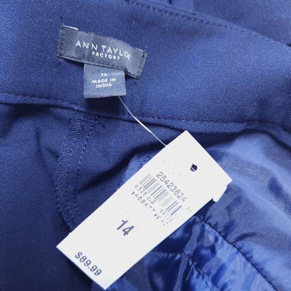 New Ann Taylor Factory Navy Blue Work Pants Size 14 Suit Pants, 12" Rise - Picture 4 of 5